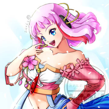 水桜ハピバイラスト