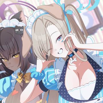 カリン🐱＆アスナ🐶「「顔ハート🩵🩵」」