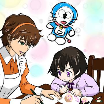 メイドのスザ子とルルーシュ殿下（3さい）