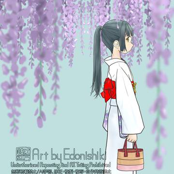 藤の花と浴衣と和装が似合うえむ