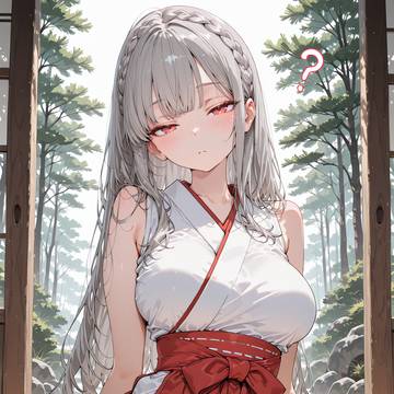 【健全絵】銀髪な巫女ちゃん