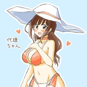 （らくがき）代理ちゃん、夏、暑い。