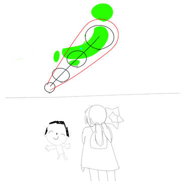 挨拶で台風を吹き飛ばすレイサ(雑落書き)