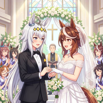 【生成AI画像】怪物と会長の素敵な結婚式