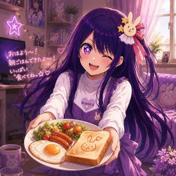 アイ「おはよう!朝ごはんできたよー!いっぱい食べてね❤」