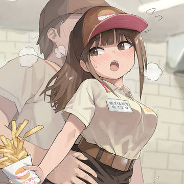 ハンバーガー屋さんで職業体験する子