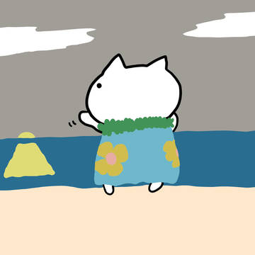 月夜のフラダンスMoonlit hula dancing cat