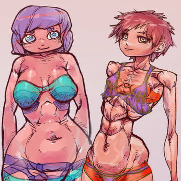 やせ筋肉 と ふとい rakugaki