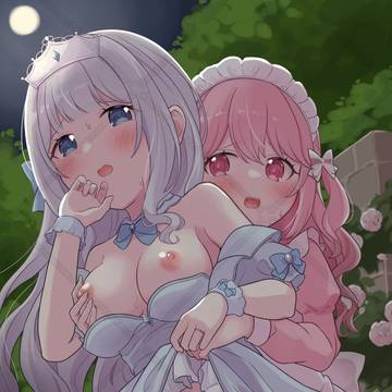 Skebリクエスト絵(男の娘×女の子)庭園にて