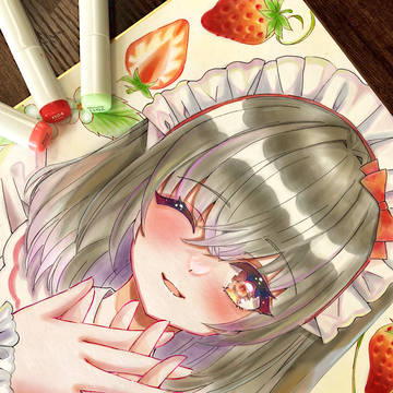 メイドさん　コピック色紙