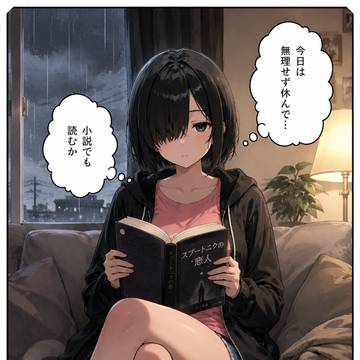ナナコ、雨で配達休んで読書