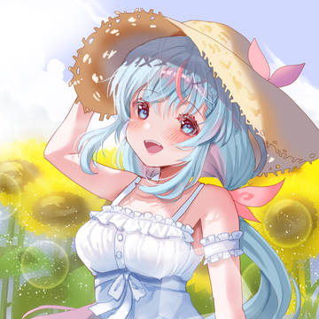 白ワンピとヒマワリ