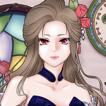 誕生花（1月　チューリップ）ステンドグラス風イラスト