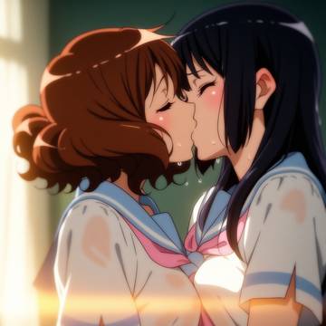 キスする二人
