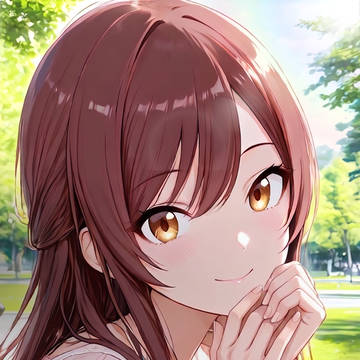 公園で座っている大崎甘奈