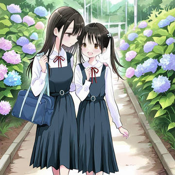 紫陽花とジャンスカ