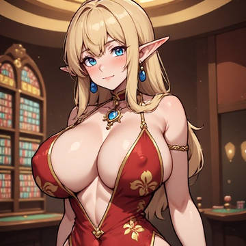 赤いplunging dressのエルフさん ①