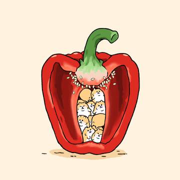 パプリカに入りすぎたハムスター