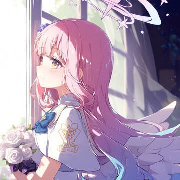 窓辺の白薔薇とミカ