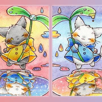 猫さんと水たまり ATCver