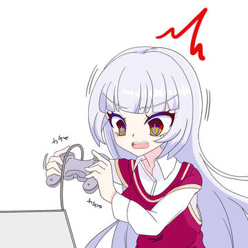 PCゲームをするルクスリアさん