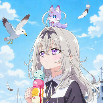 アイスと潮風とカモメと