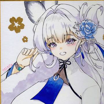 シラツル手描き色紙