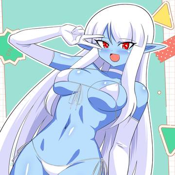 青肌ダークエルフのアオちゃん