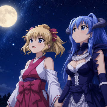 侍の少女と夢魔の少女、同じ空を見上げて