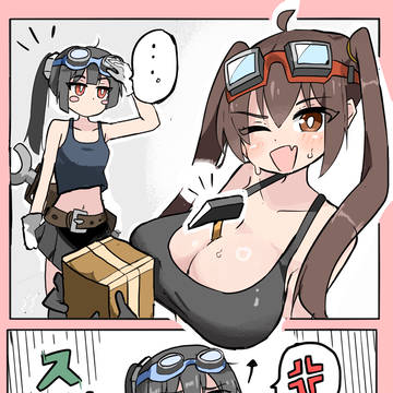 先輩がしている工具の収納方法に挑戦する女の子