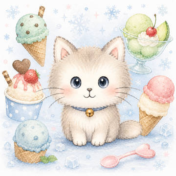 ふわねことひんやりアイス🍨❄️