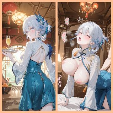 チャイナ服姿の爻光と…