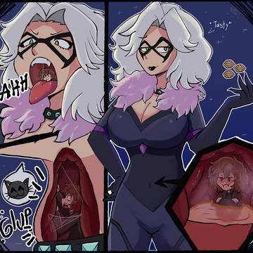 Black cat lunch