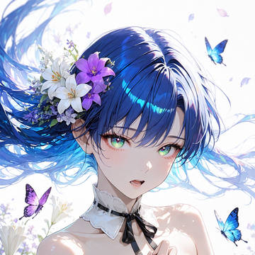 蒼光に舞う蝶と、白百合の風