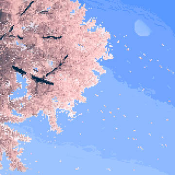 桜と空と月