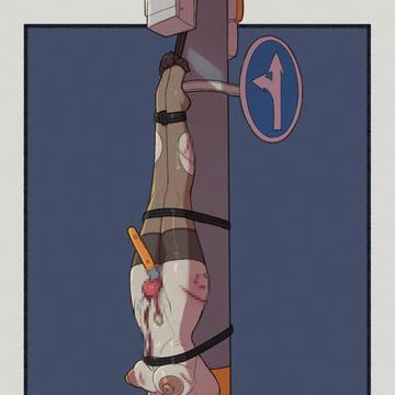 Tied to a post!