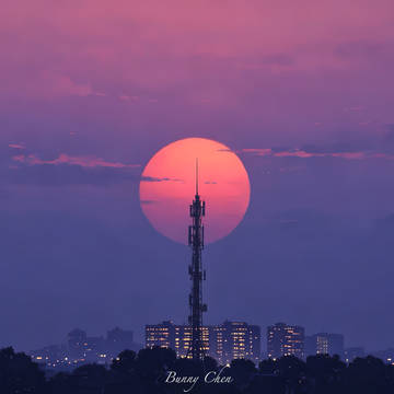 日落的都市天线