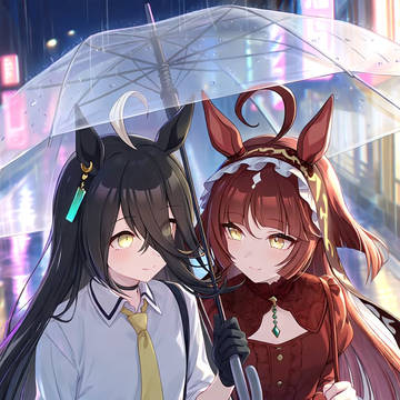 與女兒漫步雨天