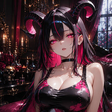 紅燭に浮かぶ黒艶の魔角