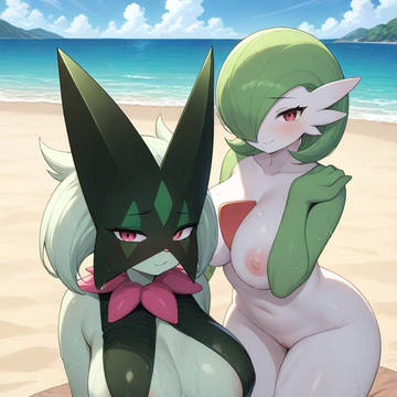 マスカーニャとサーナイト(海で2人と)