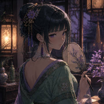 紫の夕暮れの中の静けさ