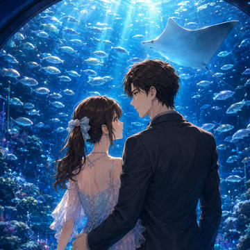 エイと小魚の海を見上げて