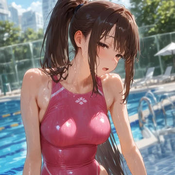 穂高みずほ　ピンク競泳水着
