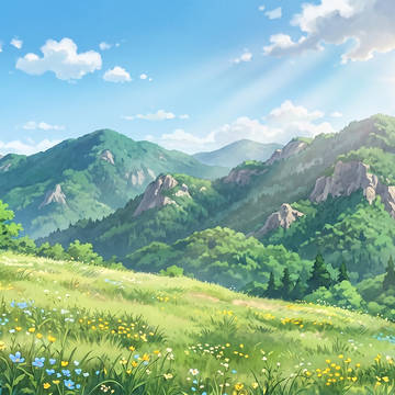 [時間差分アリ]草原と鳥の風景