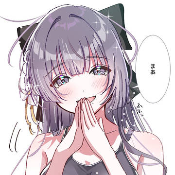 ロングヘアー黒リボンなスク水美鈴