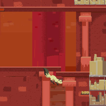 pixel art fox in a store