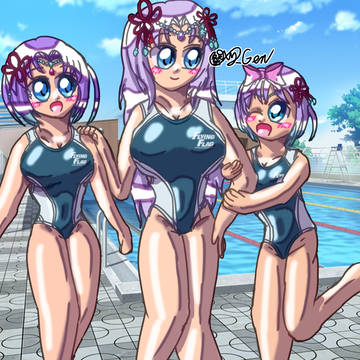 天沼矛三姉妹＠競泳水着