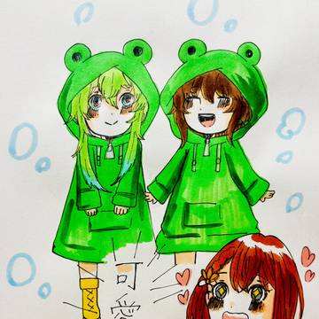 お揃いのレインコート