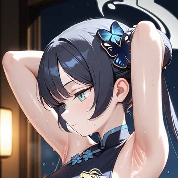 蒸れた腋を先生に見せる当番の娘 ブルーアーカイブ