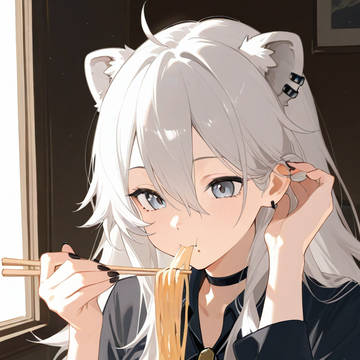 ラーメンを食べるししろん